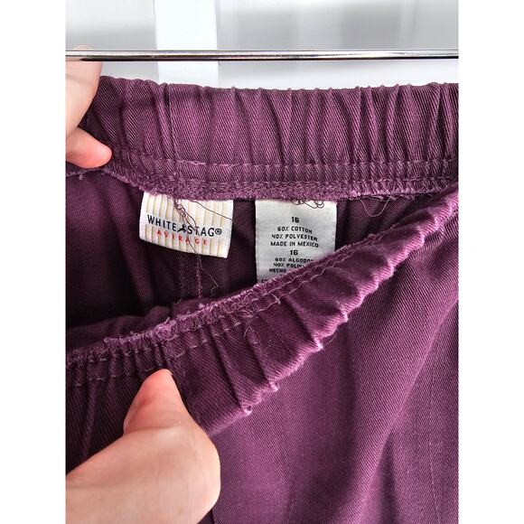 White Stag Purple Cotton Blend Elastic-Waist High-Rise Trouser Size 16 - Picture 4 of 4